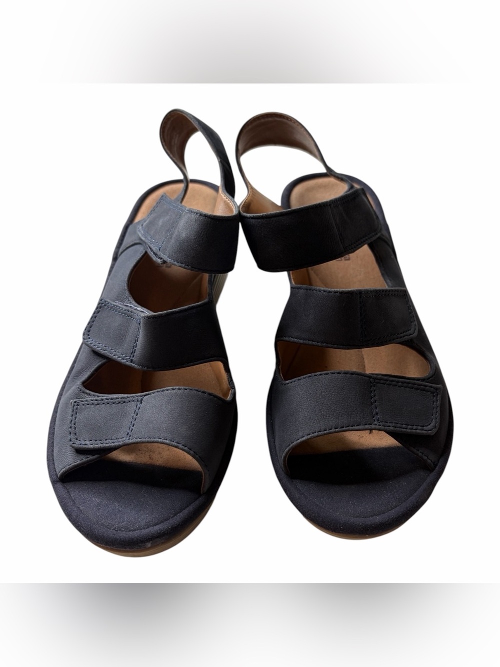 Clarks Collection Reedly Juno Wedge Sandals Navy Blue Size 6 - Picture 2 of 12